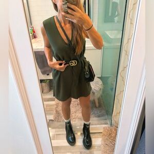 Free people deep v shift dress army green small